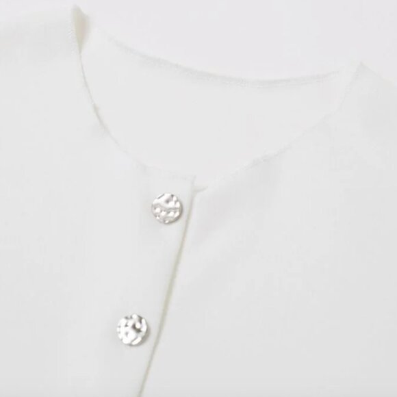 CHICWISH - Button Down Crop Vest and Maxi Skirt Set in White - SMALL - Picture 2 of 4